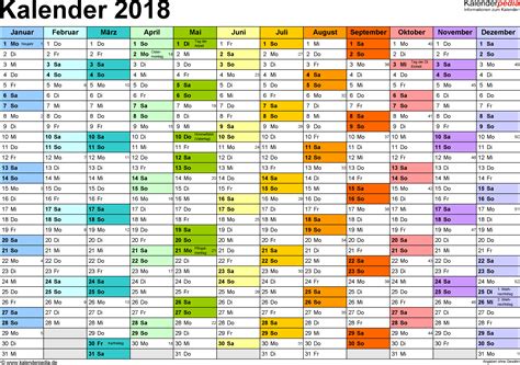 Kalender 2018 zum Ausdrucken als PDF (16 .